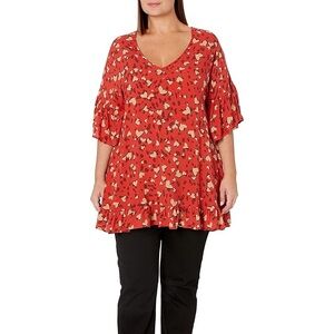 Loralette V Neck Heart Print Tunic NWT Size 18
